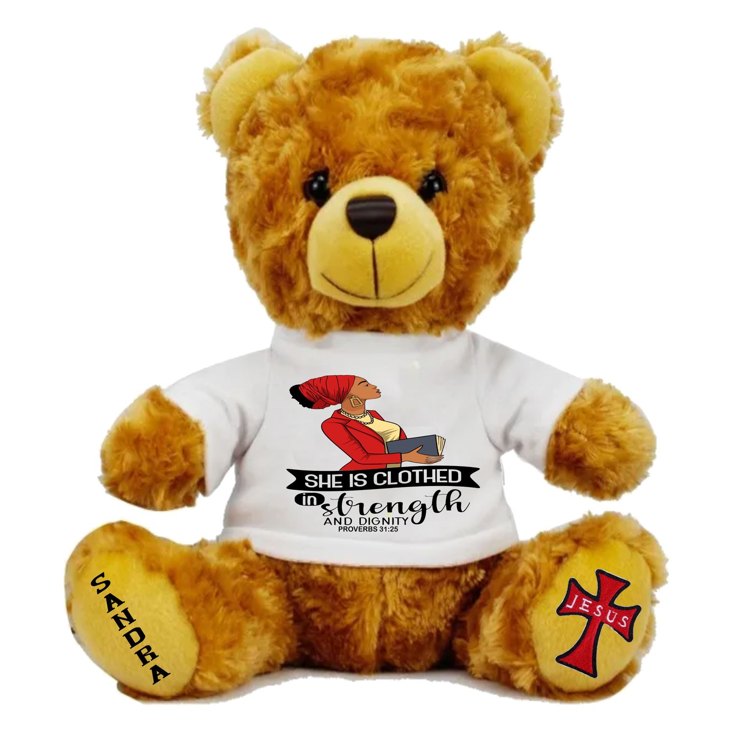 Personalized Scripture Teddy Bear with Name | Faithful Comfort Gift | Birthday Bear | Grad Bear | Customized Stuffed Animal