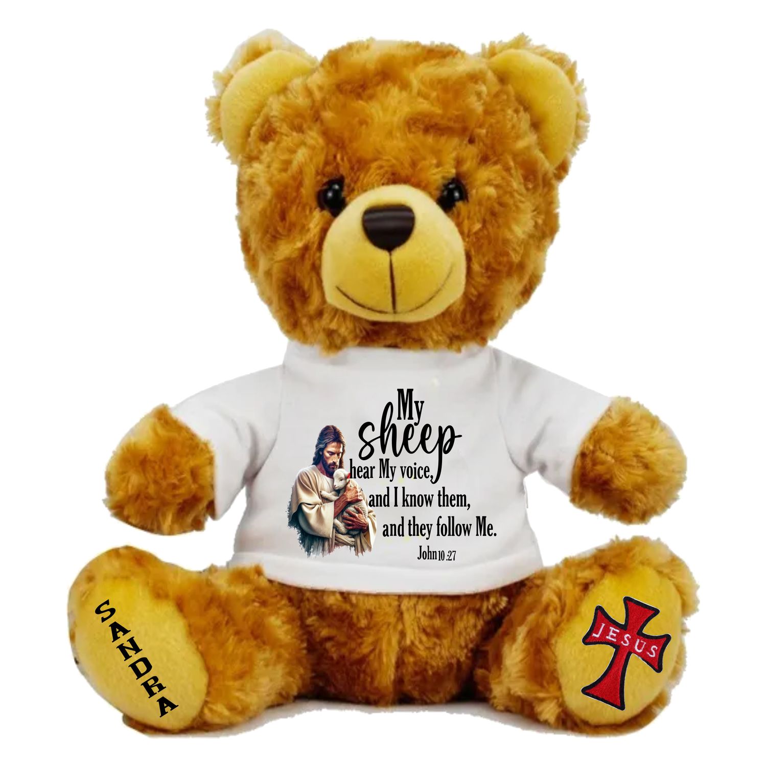 Personalized Scripture Teddy Bear with Name | Faithful Comfort Gift | Birthday Bear | Grad Bear | Customized Stuffed Animal
