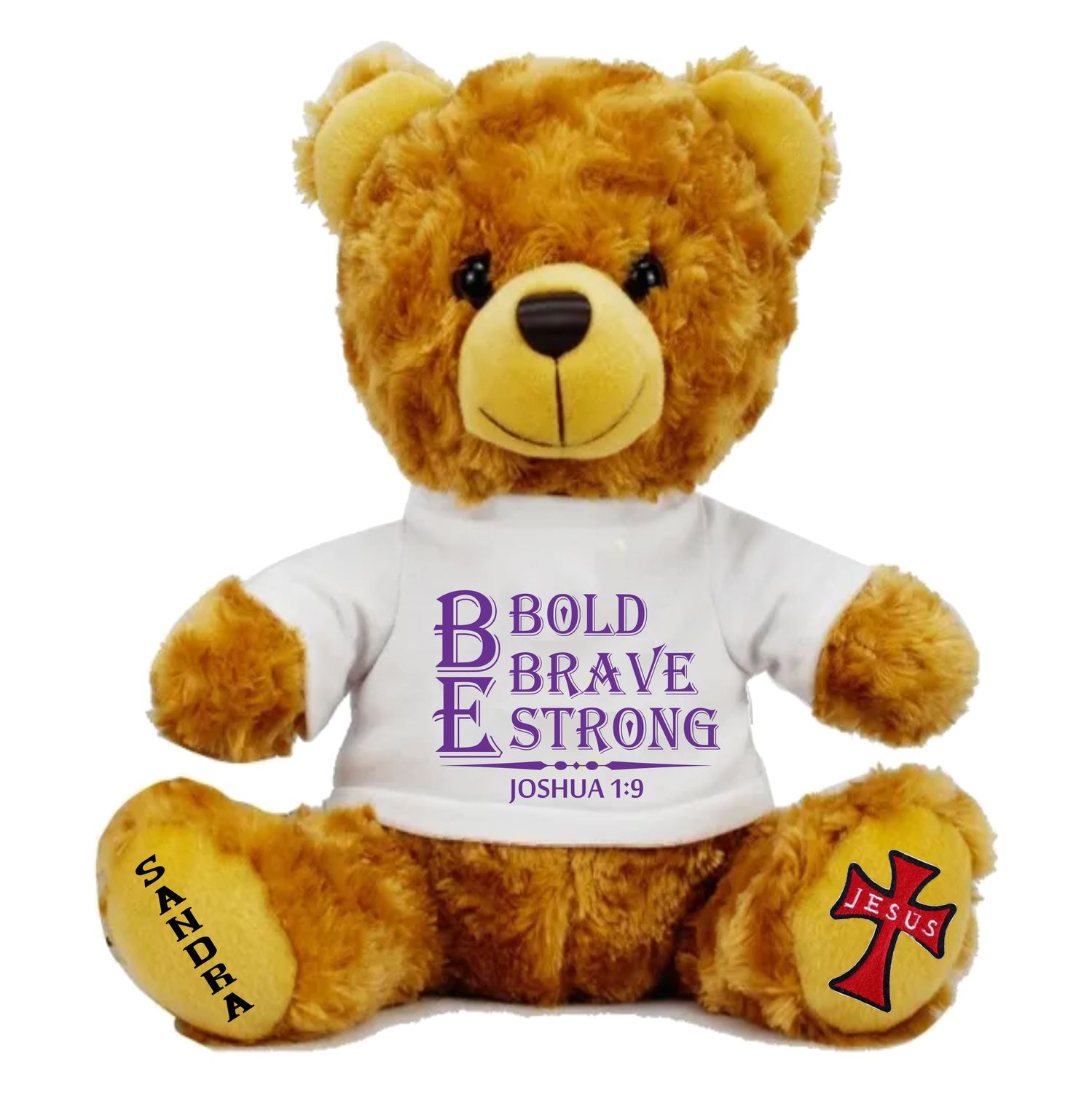 Personalized Scripture Teddy Bear with Name | Faithful Comfort Gift | Birthday Bear | Grad Bear | Customized Stuffed Animal