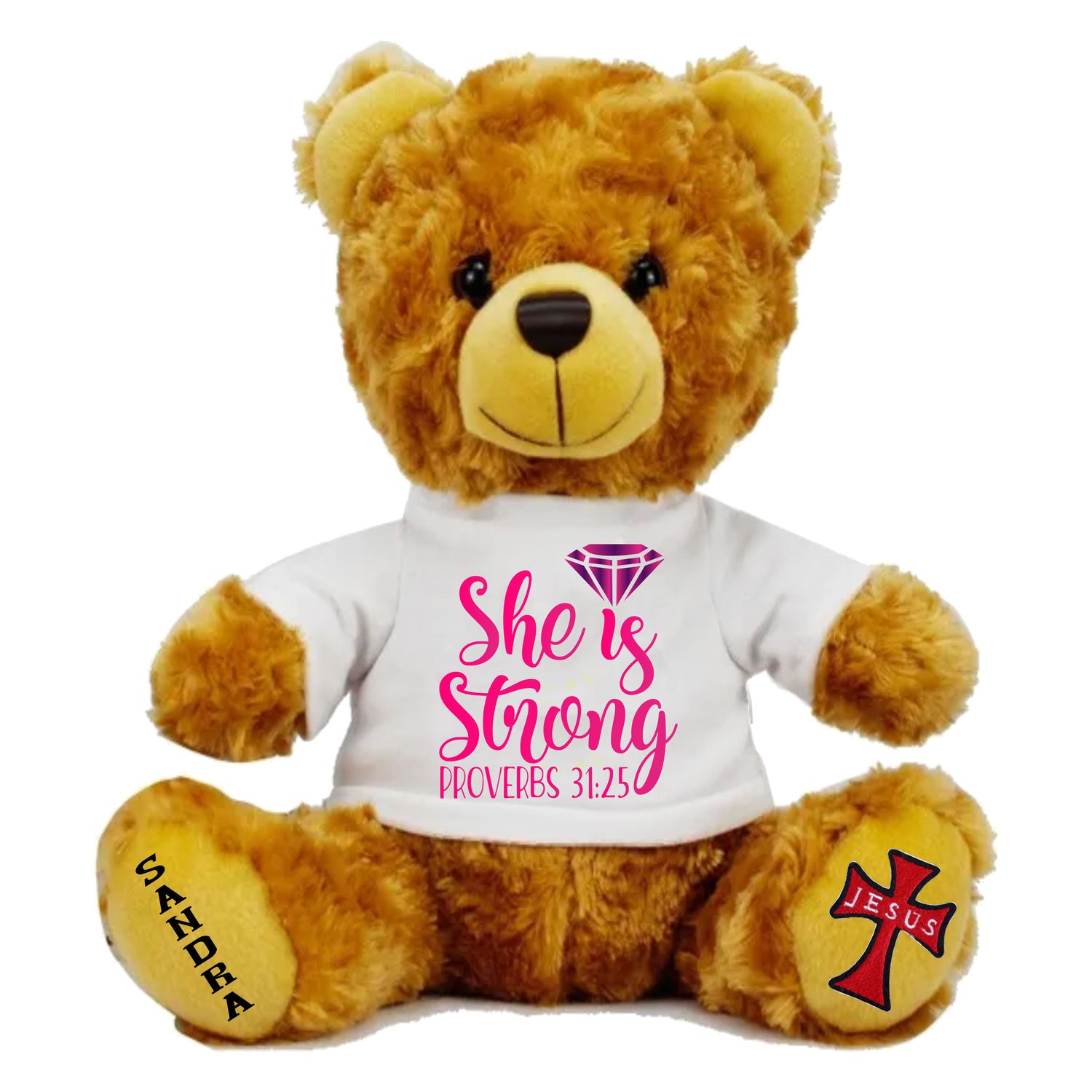 Personalized Scripture Teddy Bear with Name | Faithful Comfort Gift | Birthday Bear | Grad Bear | Customized Stuffed Animal