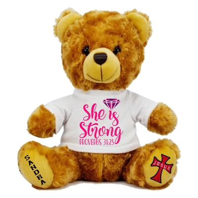 Personalized Scripture Teddy Bear with Name | Faithful Comfort Gift | Birthday Bear | Grad Bear | Customized Stuffed Animal