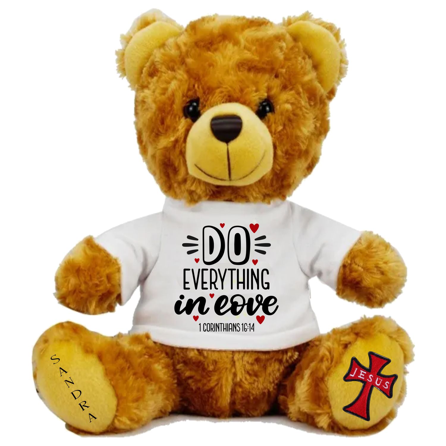 Personalized Scripture Teddy Bear with Name | Faithful Comfort Gift | Birthday Bear | Grad Bear | Customized Stuffed Animal