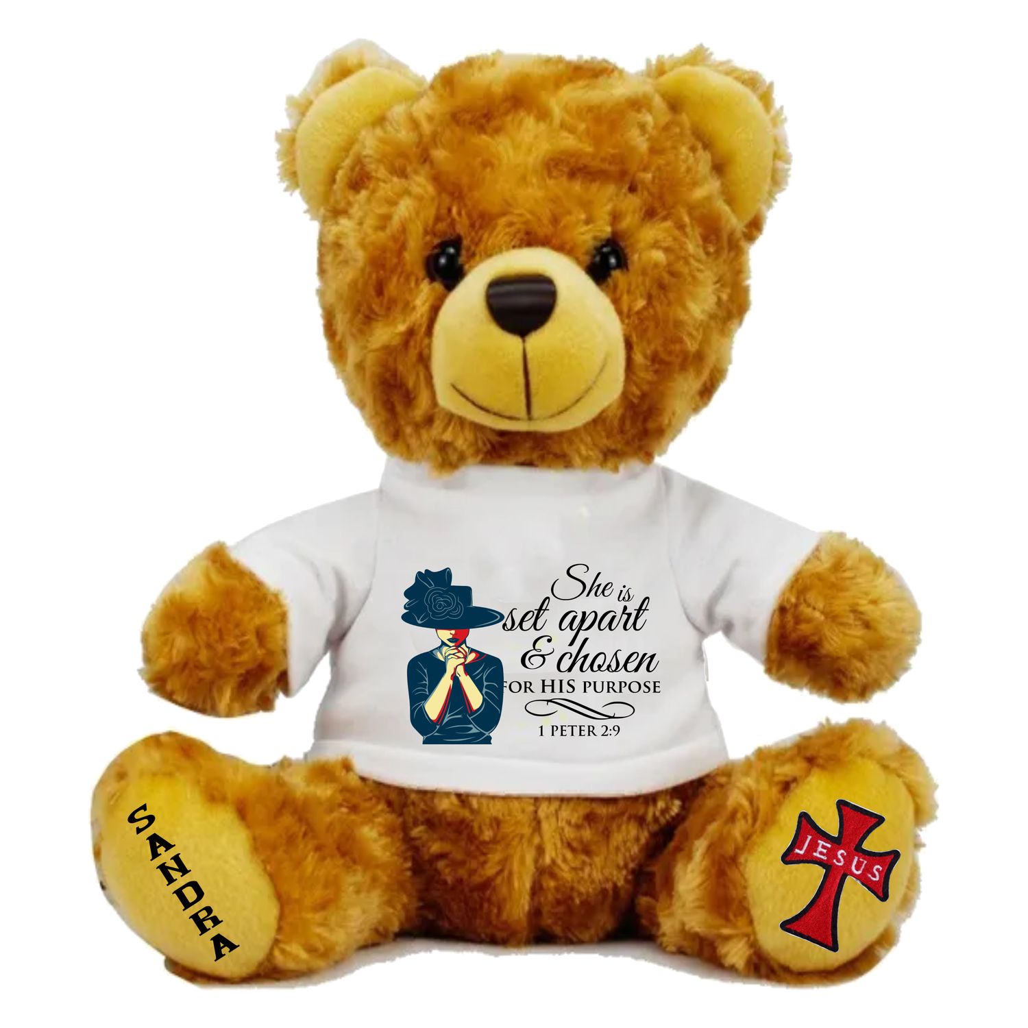 Personalized Scripture Teddy Bear with Name | Faithful Comfort Gift | Birthday Bear | Grad Bear | Customized Stuffed Animal