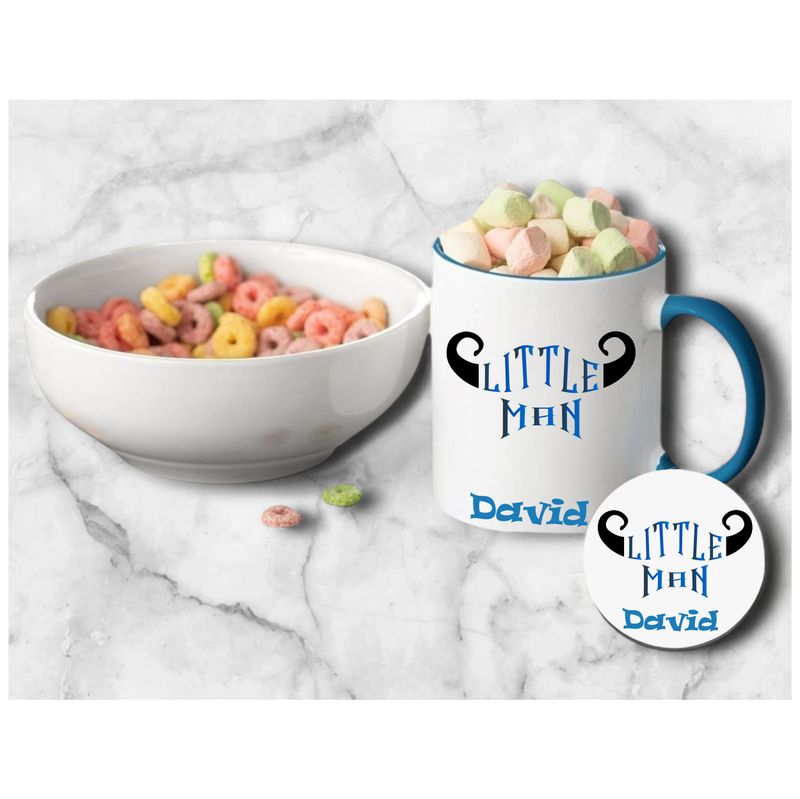 Personalized Kids’ Mug & Coaster Set | Ceramic Mug for Tea, Milk, & Hot Cocoa Personalized kids’ mug and coaster set featuring child’s name and uplifting sayings in playful design.