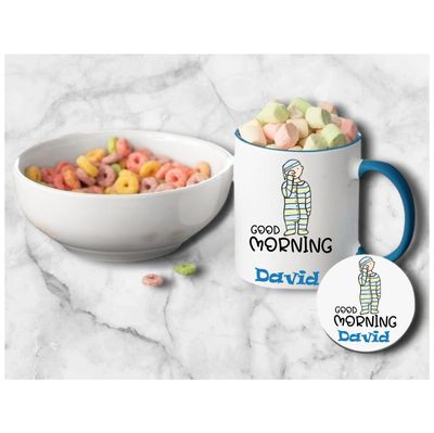 Personalized Kids’ Mug & Coaster Set | Ceramic Mug for Tea, Milk, & Hot Cocoa Personalized kids’ mug and coaster set featuring child’s name and uplifting sayings in playful design.