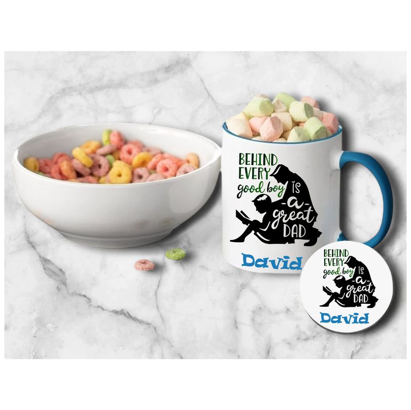 Personalized Kids’ Mug & Coaster Set | Ceramic Mug for Tea, Milk, & Hot Cocoa Personalized kids’ mug and coaster set featuring child’s name and uplifting sayings in playful design.