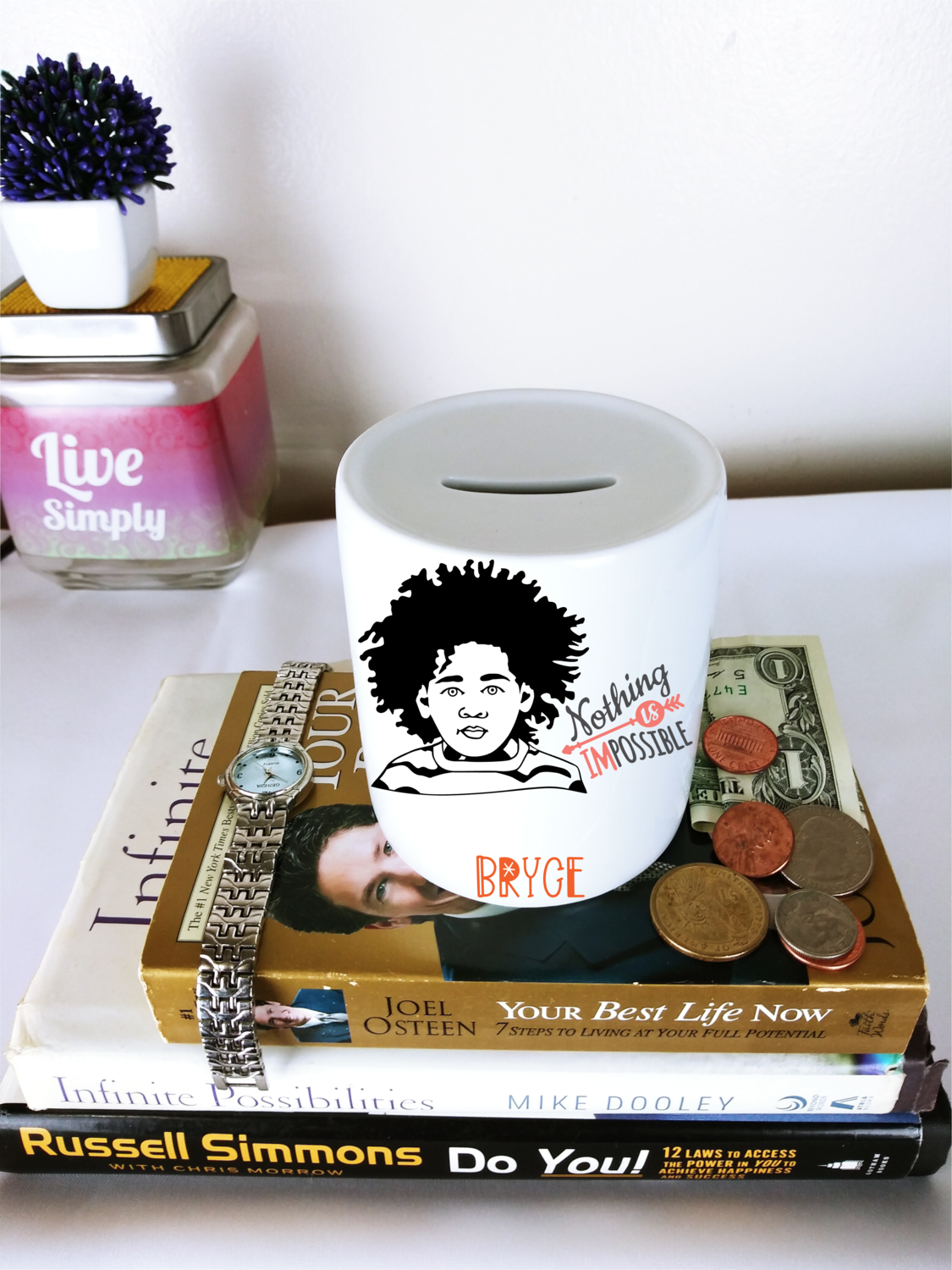 Personalized Coin Banks for Kids, Selection: Nothing Is Impossible-Boy