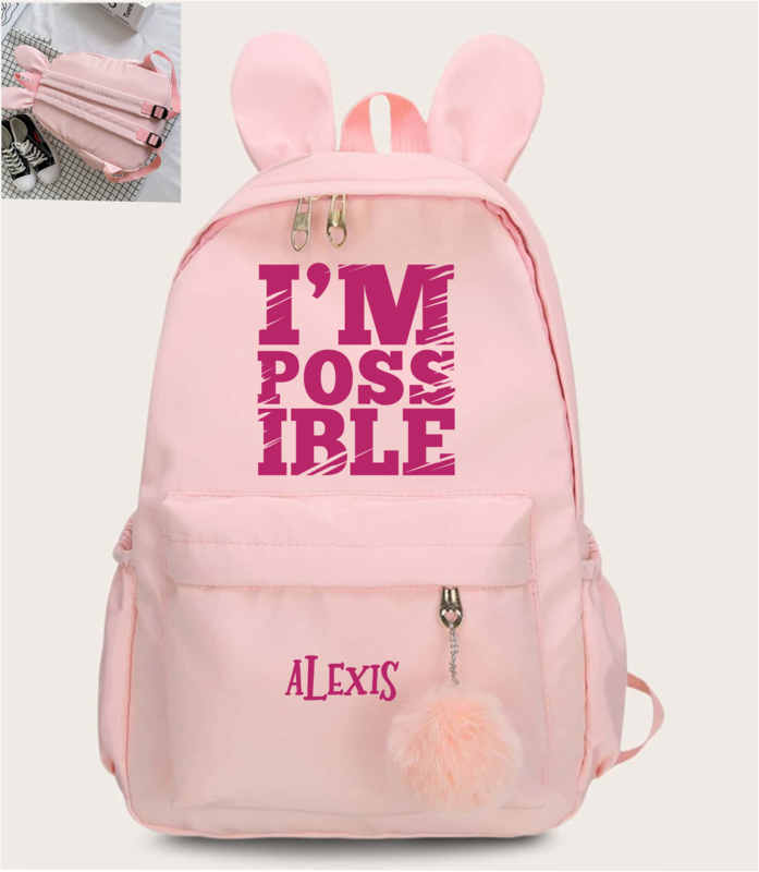 Personalized Backpacks With Pom Pom Charm For Girls