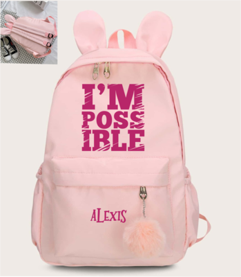 Personalized Backpacks With Pom Pom Charm For Girls