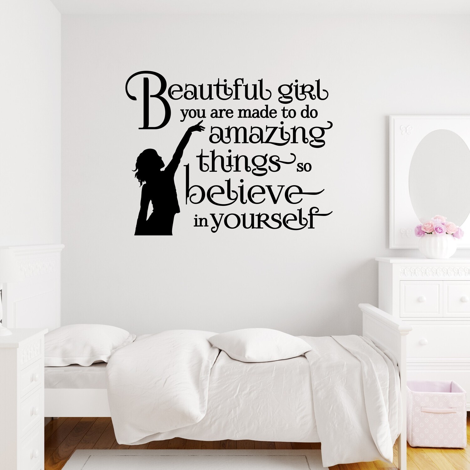 Motivational Wall Decal Stickers| Kids Bedroom Decor | Wall Art | Wall Quotes, Selection: Beautiful girl1