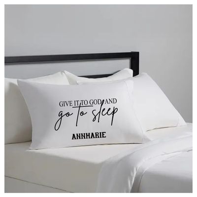 Faith-based pillowcase gift with name and scripture for restful sleep