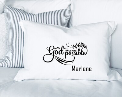 Personalized prayer pillowcase with uplifting scripture and elegant design