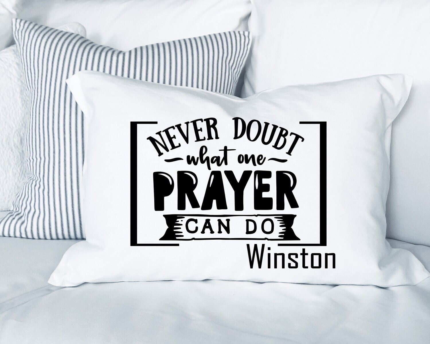 Faith-based pillowcase gift with name and scripture for restful sleep