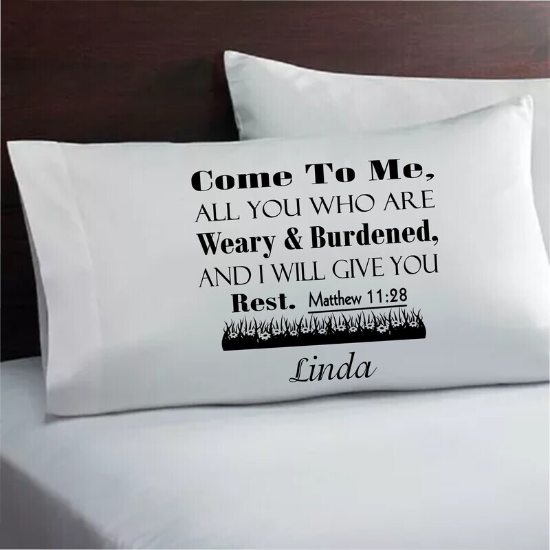Faith-inspired pillowcase with comforting quotes and soft cotton blend fabric