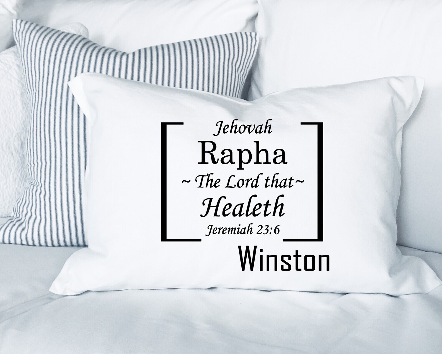 Monogrammed prayer pillowcase with inspirational quote for gifting