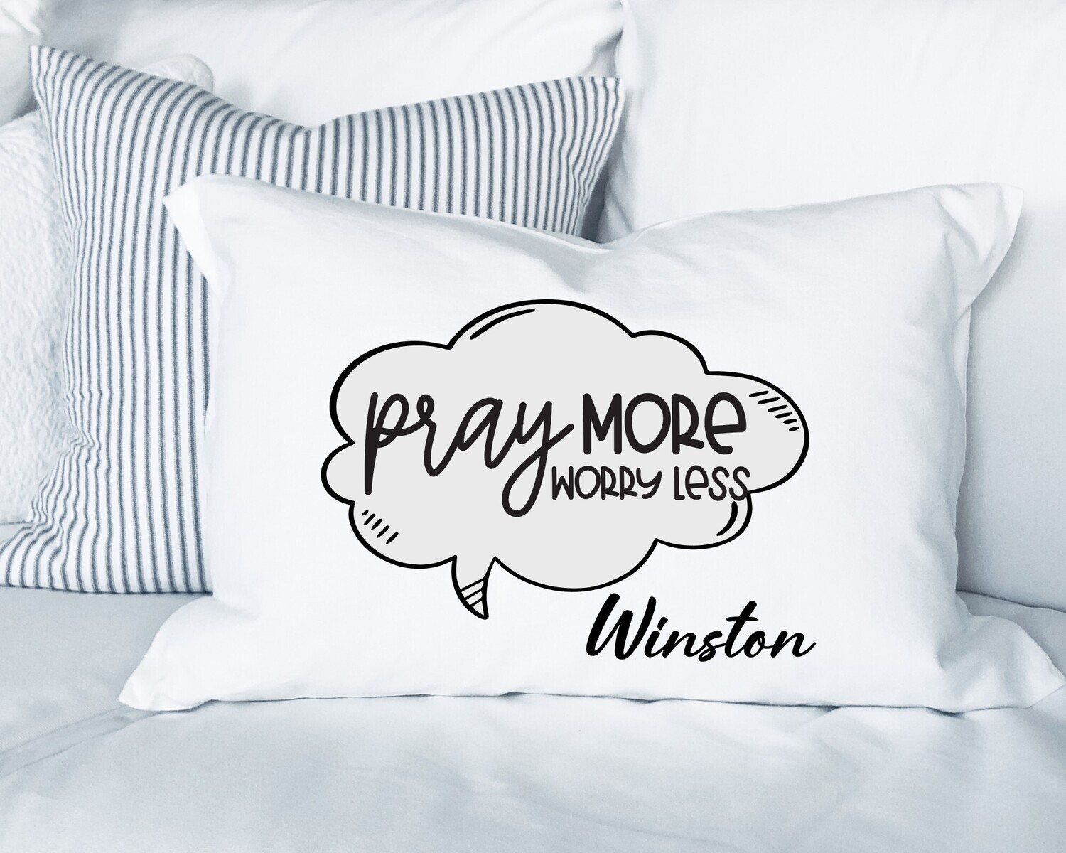 Faith-inspired pillowcase with comforting quotes and soft cotton blend fabric