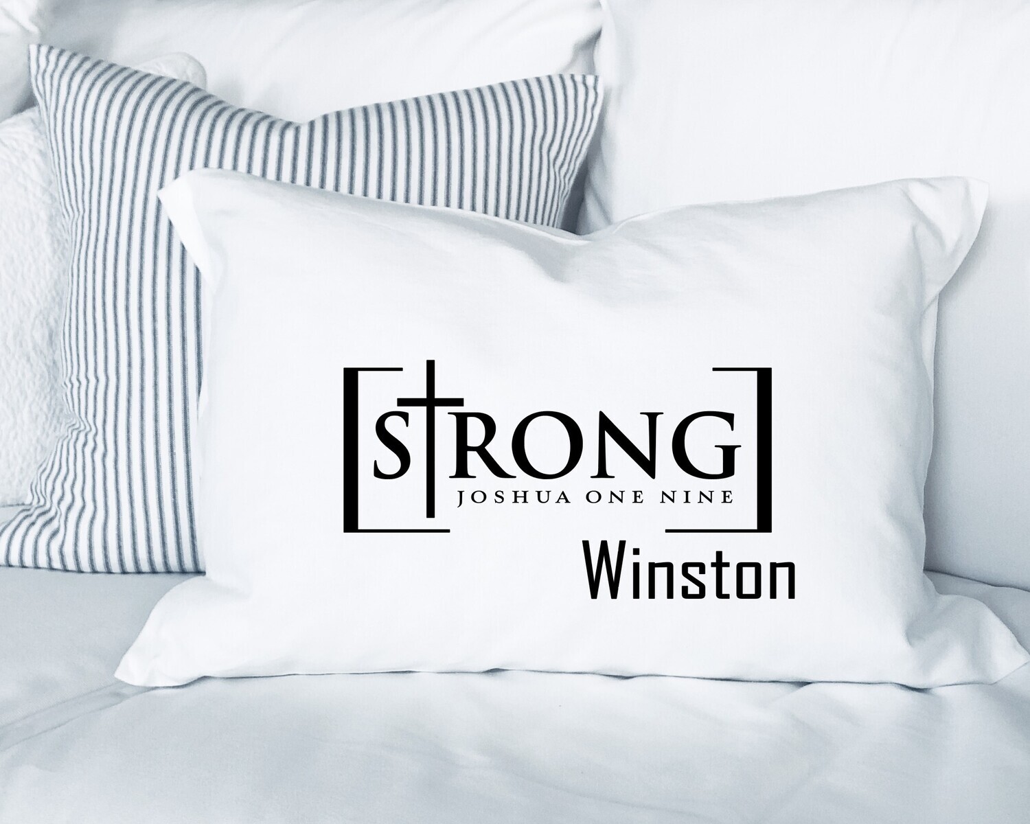 Elegant prayer pillowcase with custom name and spiritual blessing
