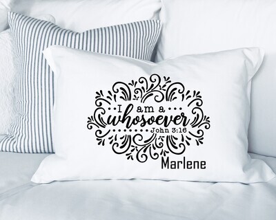 Personalized prayer pillowcase with uplifting scripture and elegant design