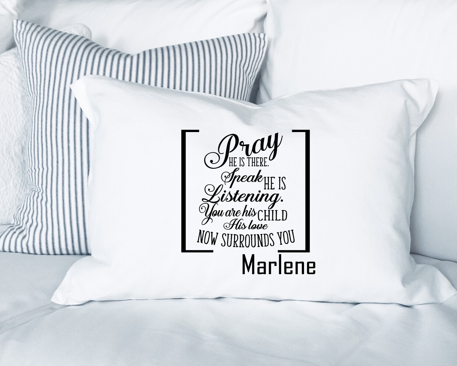 Faith-inspired pillowcase with comforting quotes and soft cotton blend fabric
