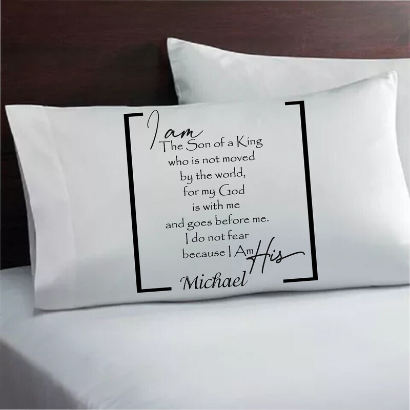 Christian comfort pillowcase with custom monogram and devotional quote