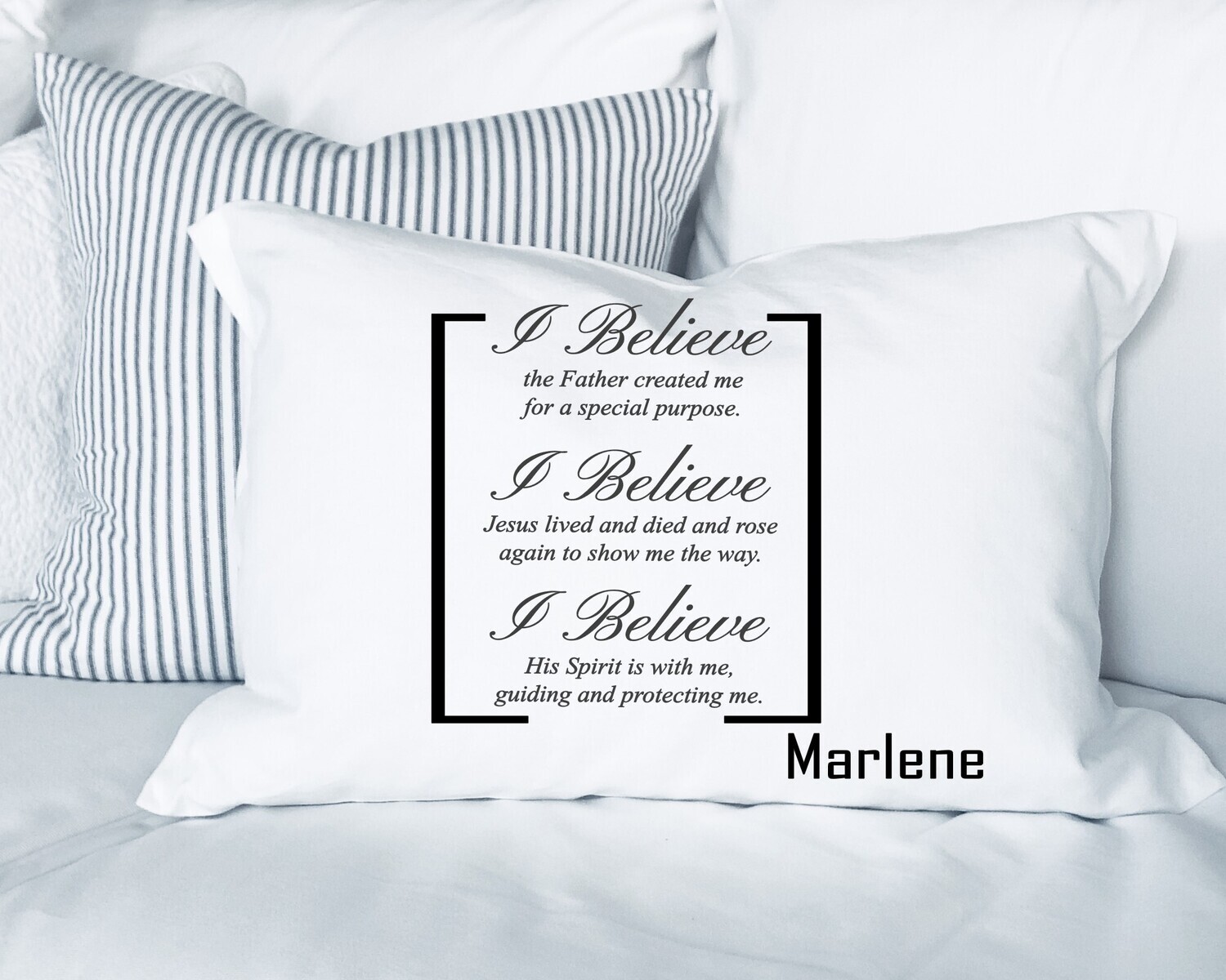 Elegant prayer pillowcase with custom name and spiritual blessings