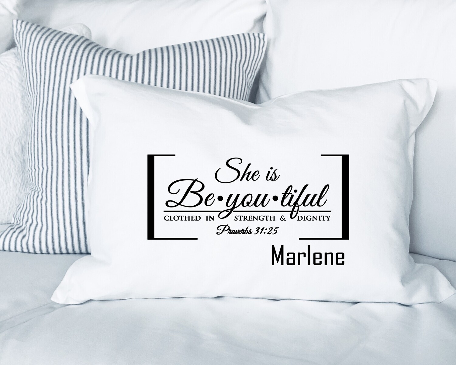 Elegant prayer pillowcase with custom name and spiritual blessings