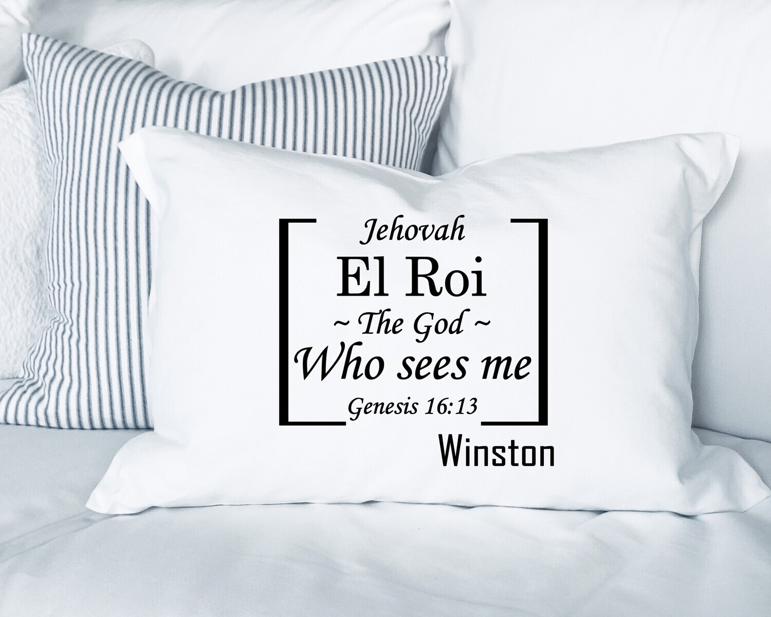 Monogrammed prayer pillowcase with inspirational quote for gifting
