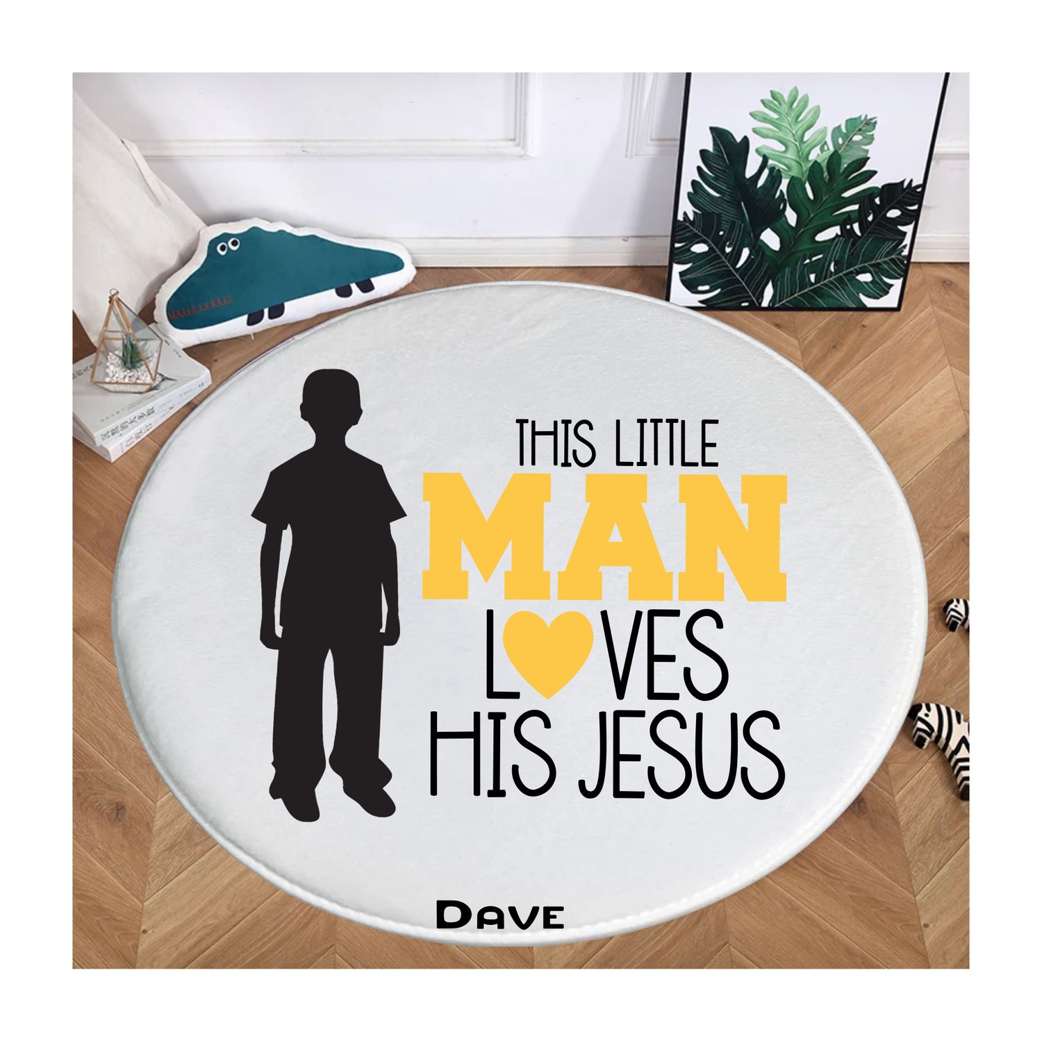 Plush children’s prayer mat with cheerful design, custom name, and inspirational verses—part of the Seeds of Faith collection