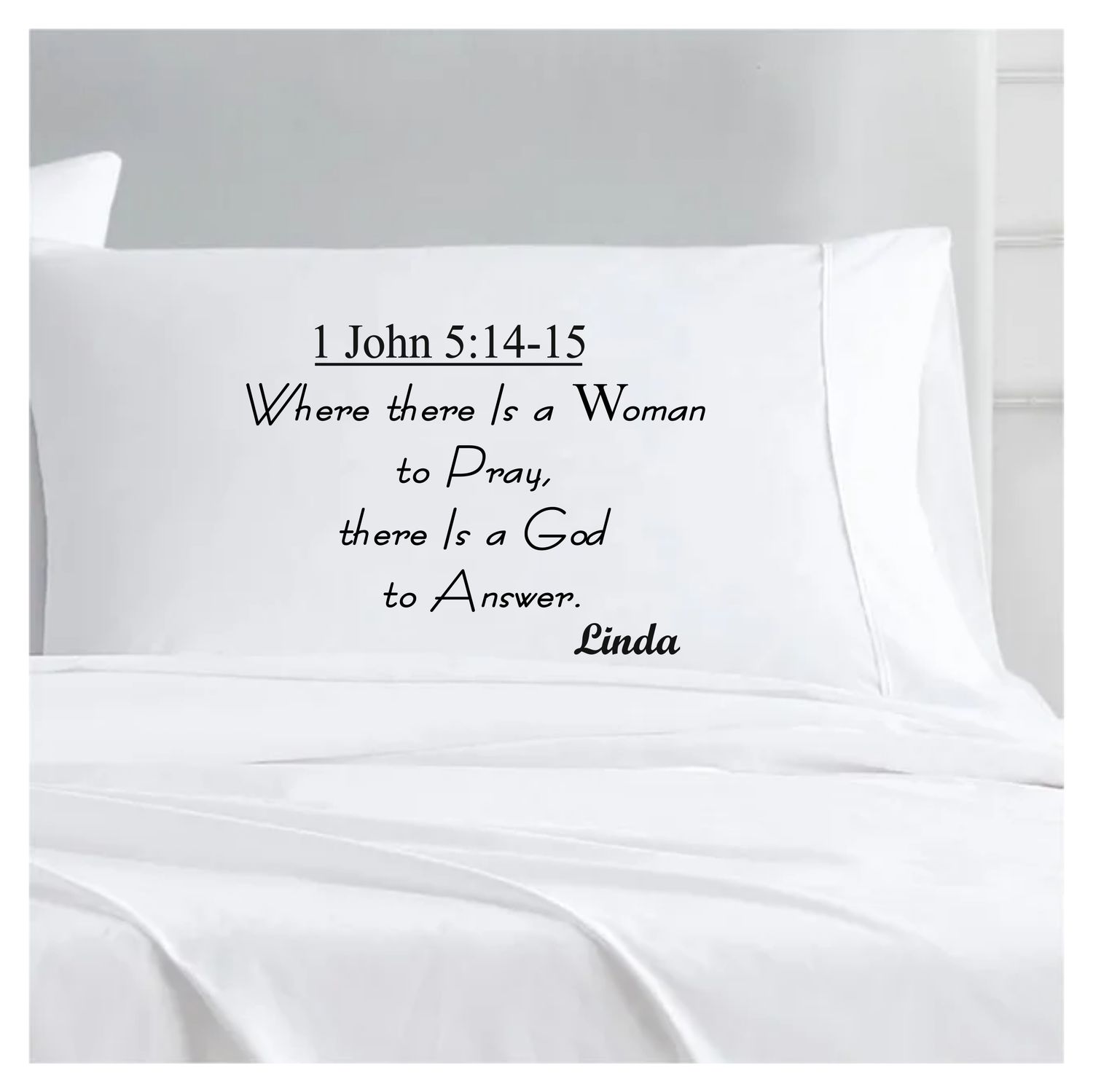 Faith-based pillowcase gift with name and scripture for restful sleep