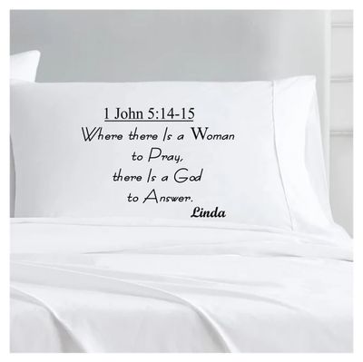 Faith-based pillowcase gift with name and scripture for restful sleep