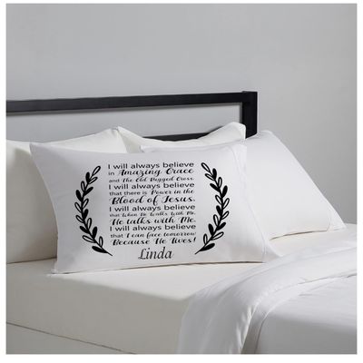 Scripture-themed pillowcase designed for peaceful, faith-filled sleep