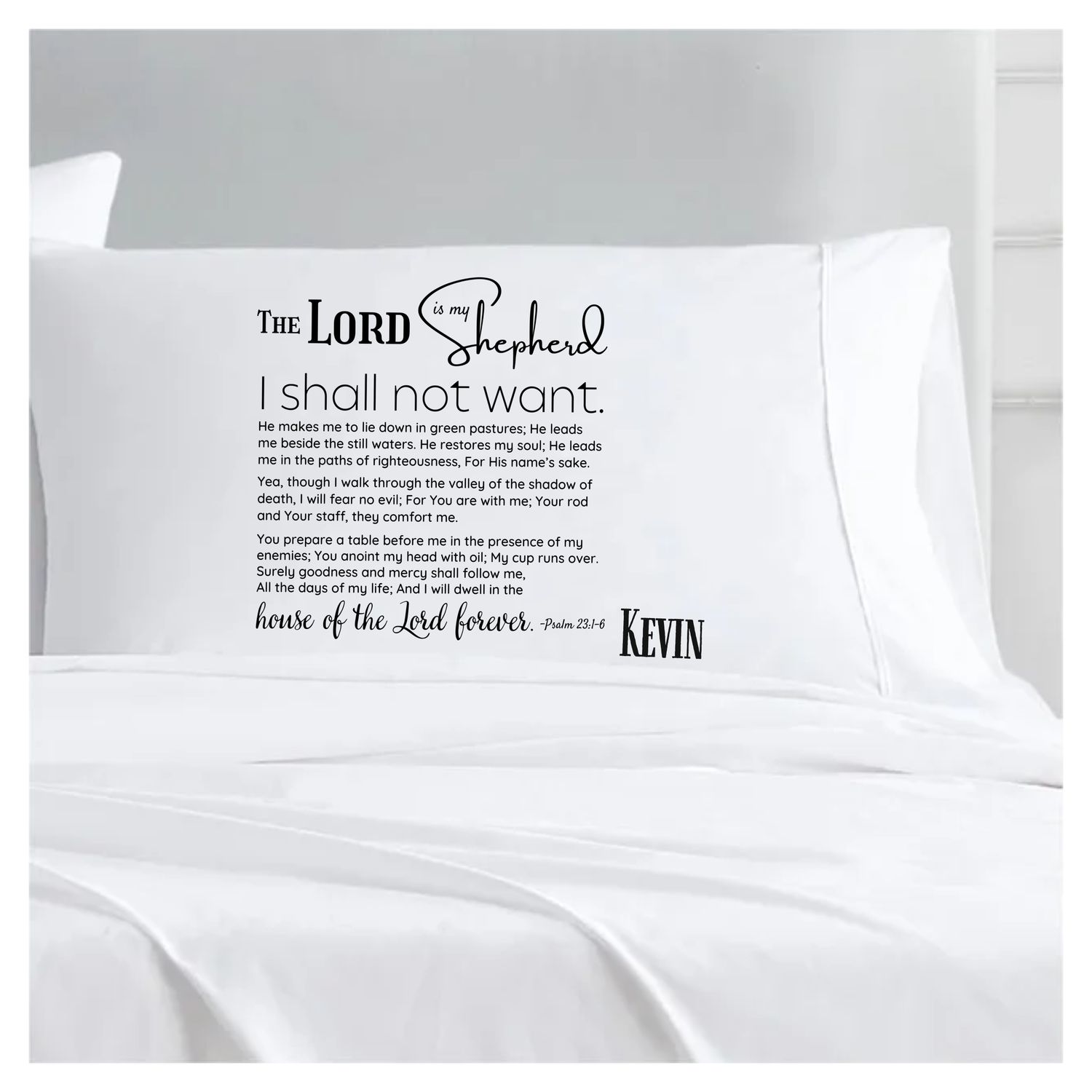 Scripture-themed pillowcase designed for peaceful, faith-filled sleep