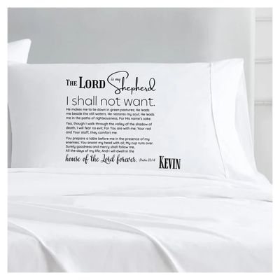 Scripture-themed pillowcase designed for peaceful, faith-filled sleep