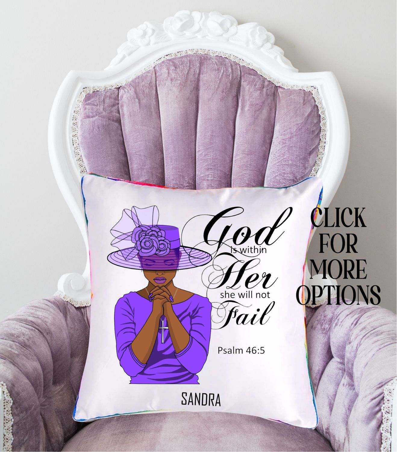 Personalized throw pillow with your name and Bible verse.