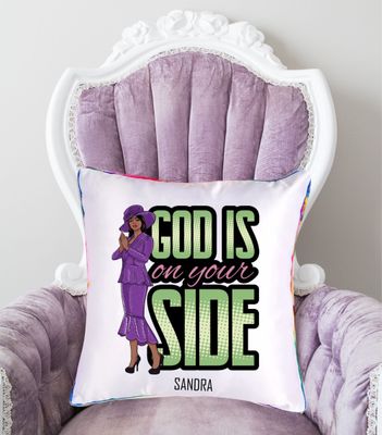 Personalized throw pillow with your name and Bible verse.