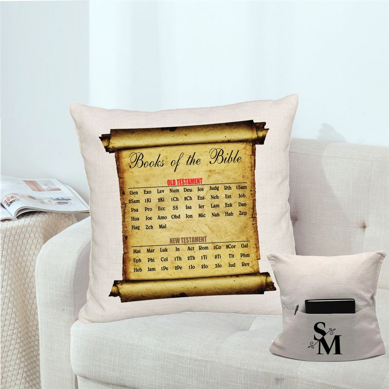 Personalized throw pillow with your name and Bible verse.