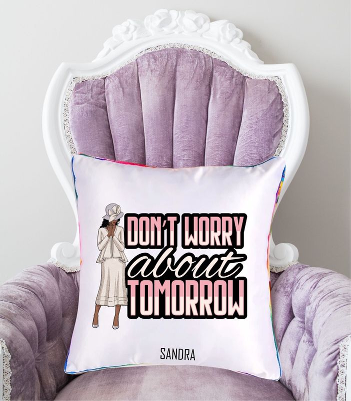 Personalized throw pillow with your name and Bible verse.