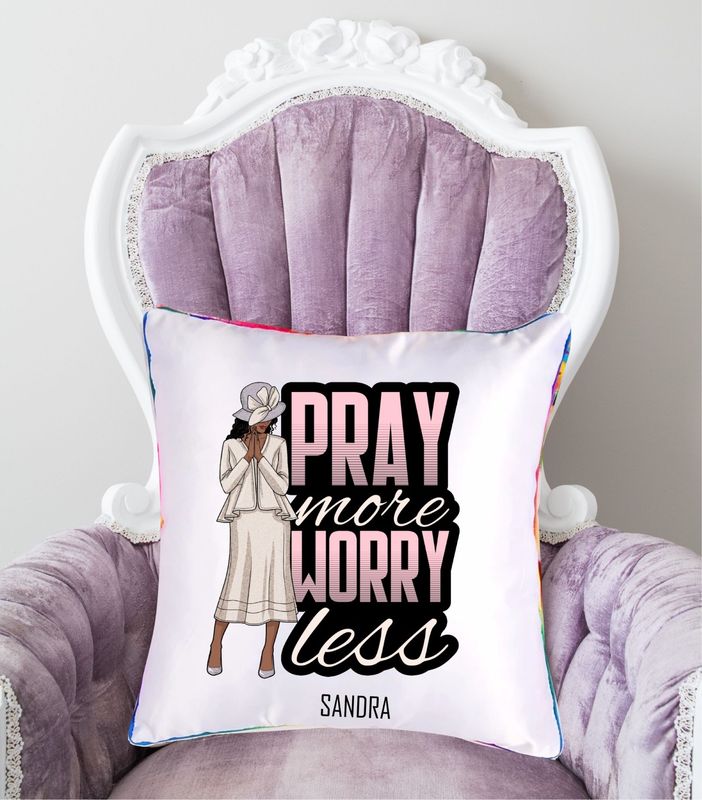 Personalized throw pillow with your name and Bible verse.