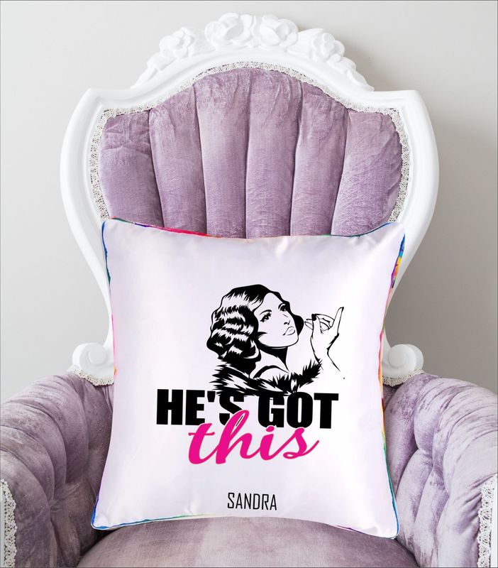 Personalized throw pillow with your name and Bible verse.