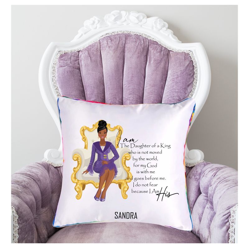 Personalized throw pillow with your name and Bible verse.