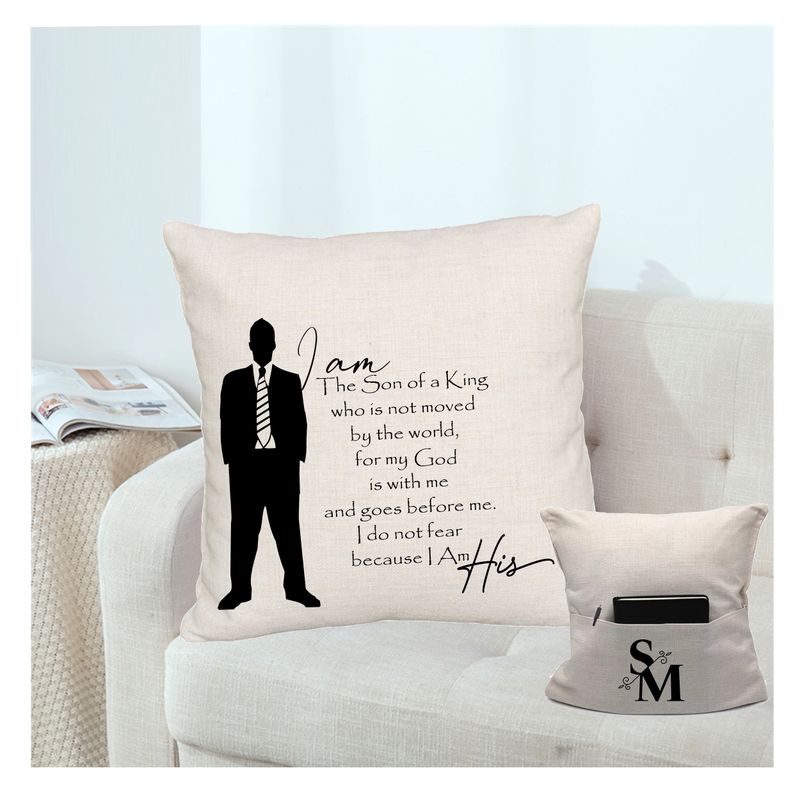 Personalized throw pillow with your name and Bible verse.