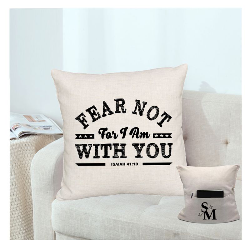 Personalized throw pillow with your name and Bible verse.