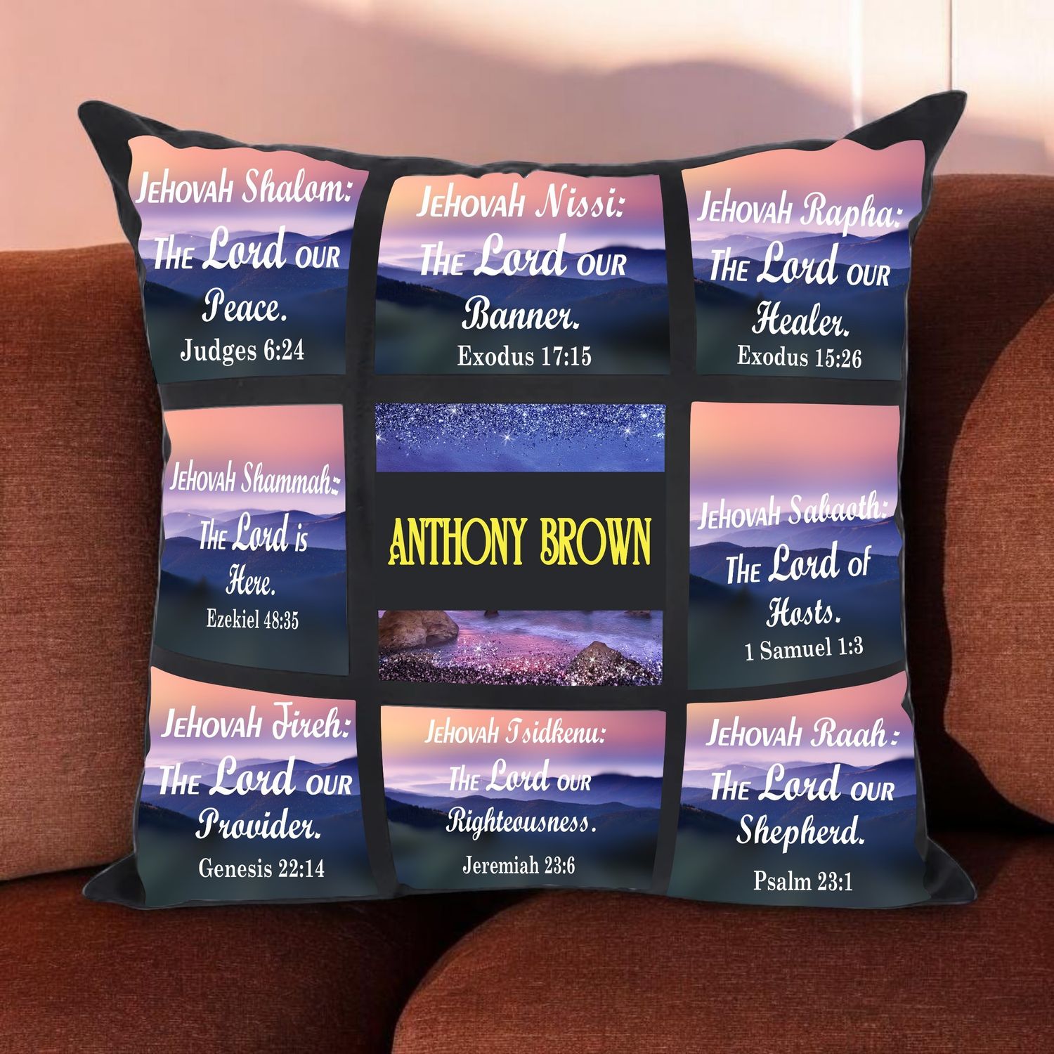 Customized Throw Pillow with insert "Names of God"| Christian gift| Throw Pillow with insert| Accent Pillow| Faith Pillow| Prayer Room Accessories