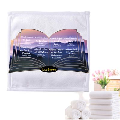 Personalized luxury towels with custom name and faith-filled scripture verse