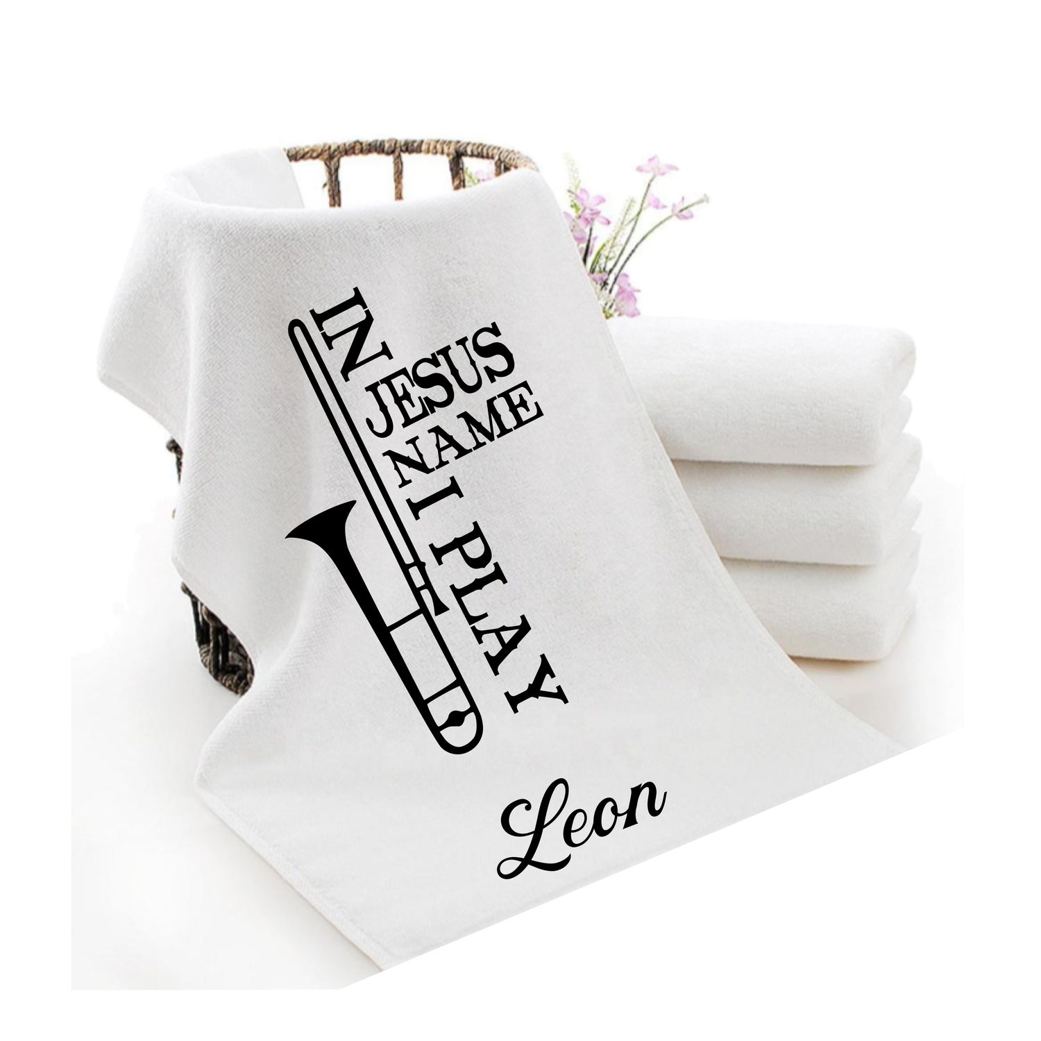 Personalized luxury towels with custom name and faith-filled scripture verse
