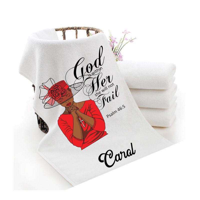Personalized luxury towels with custom name and faith-filled scripture verse