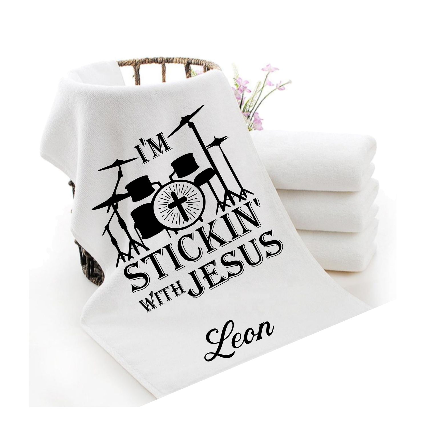 Personalized luxury towels with custom name and faith-filled scripture verse