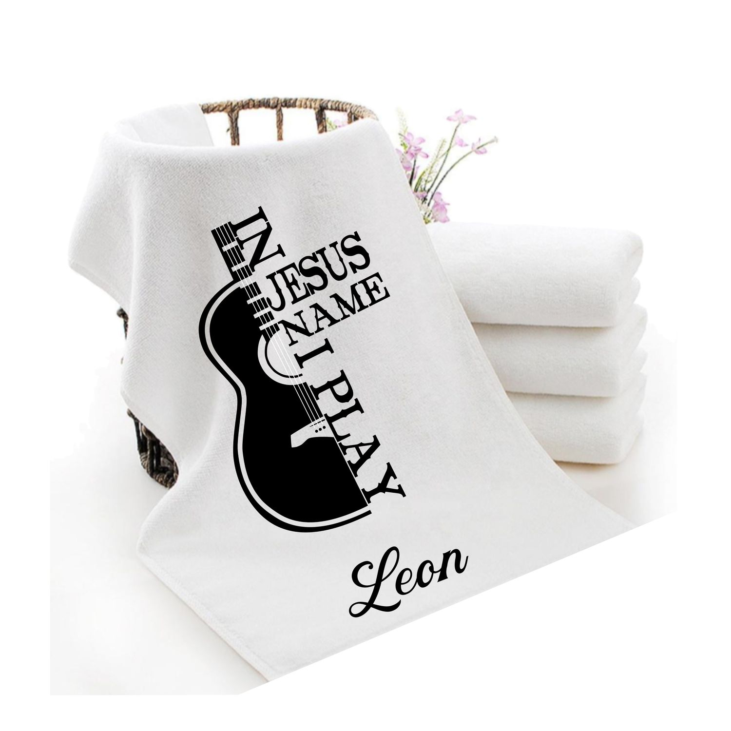 Personalized luxury towels with custom name and faith-filled scripture verse