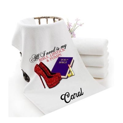 Personalized luxury towels with custom name and faith-filled scripture verse