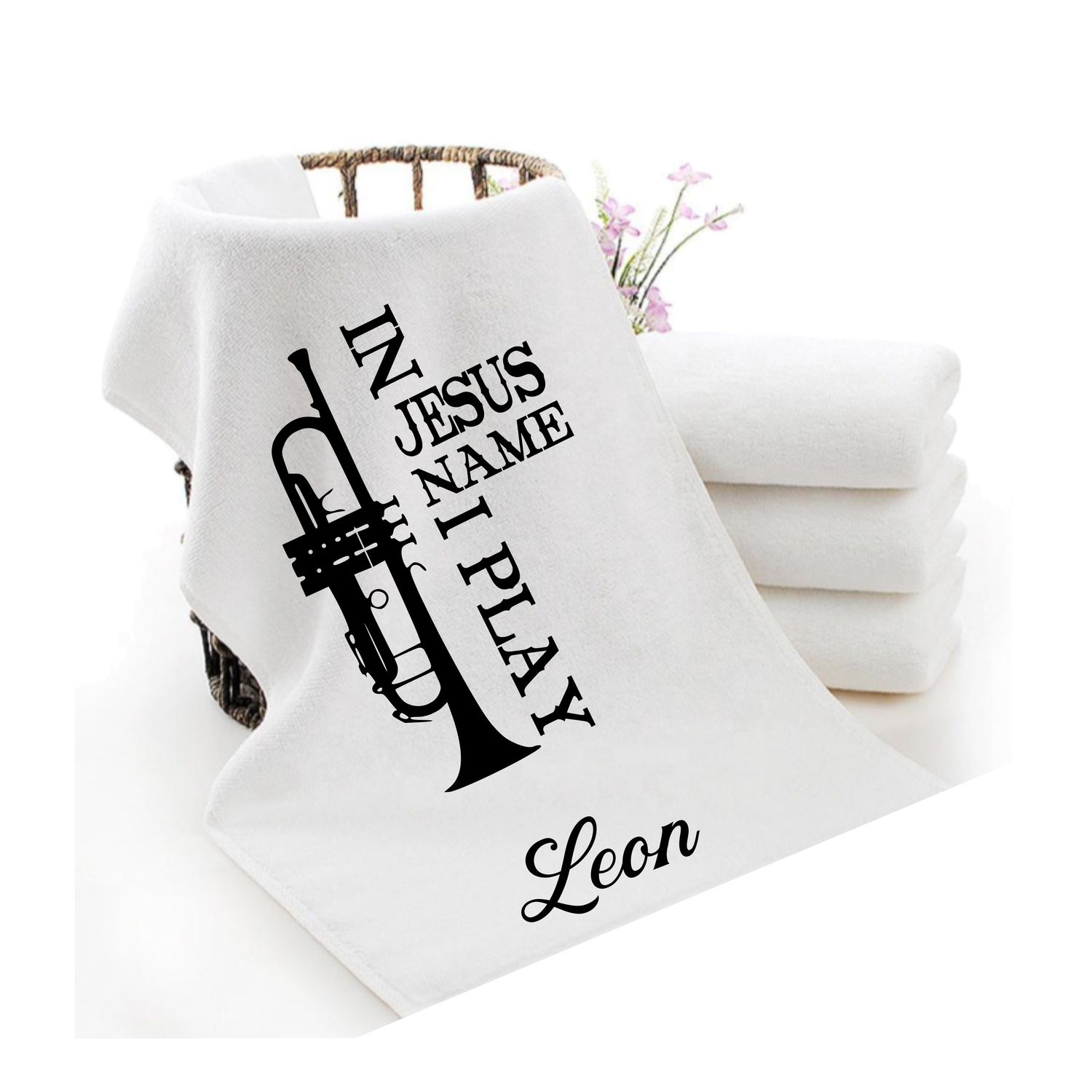 Personalized luxury towels with custom name and faith-filled scripture verse